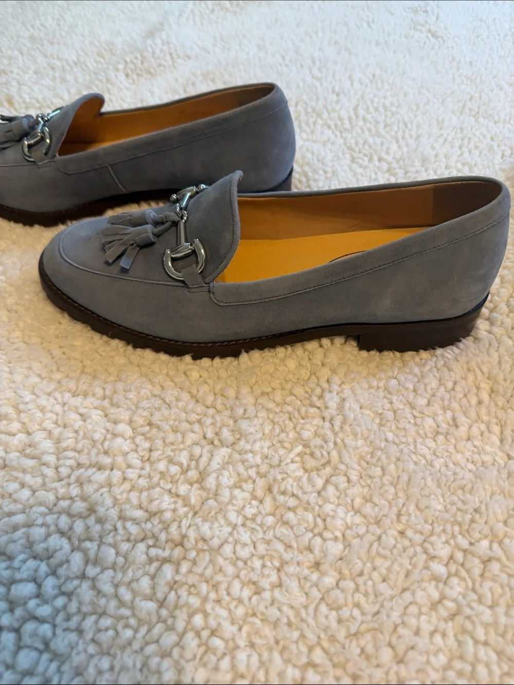 Journey West Blue/Gray Suede Slip-On Flats